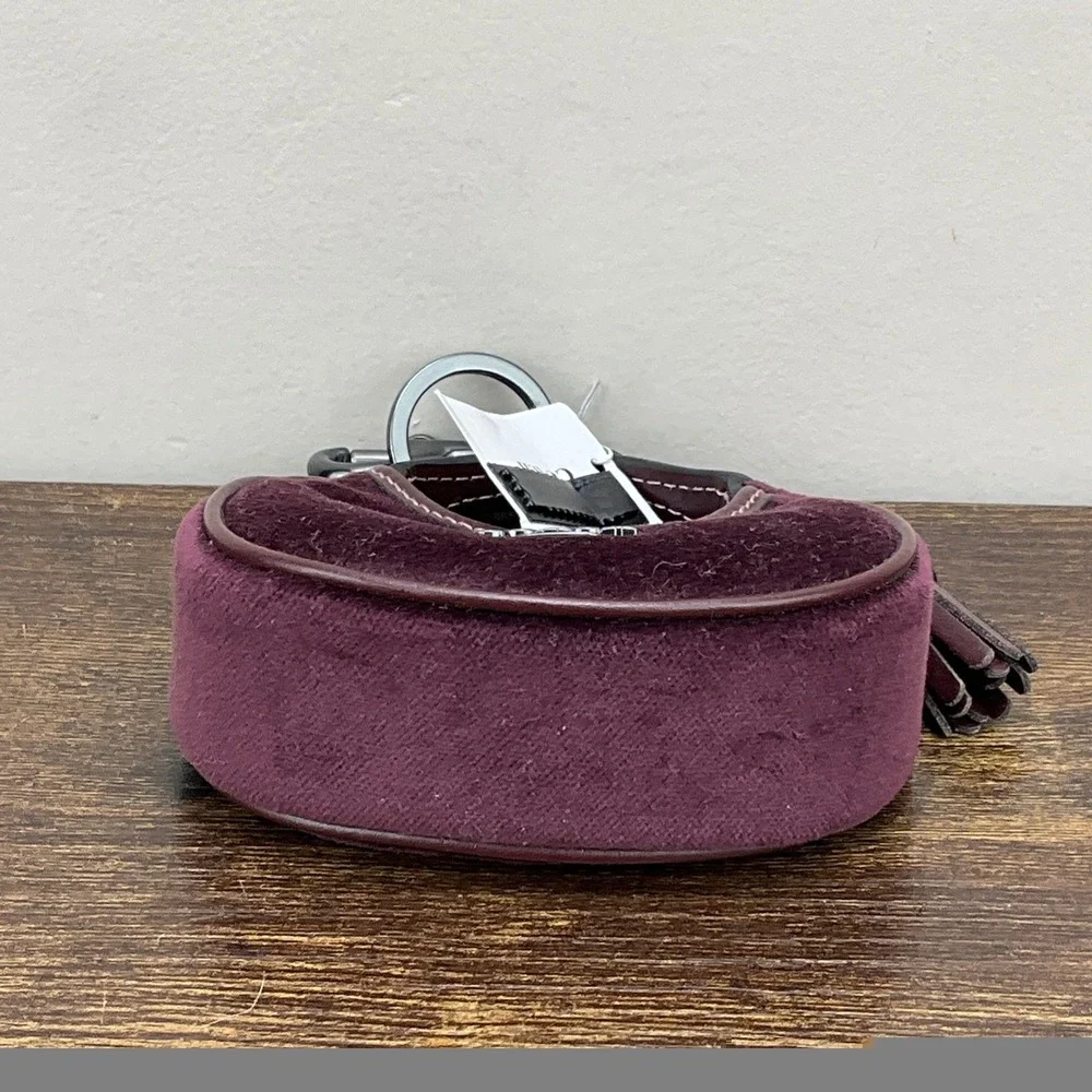 New Coach Mini Carmen Bag Charm Keychain Burgundy Velvet Leather Gunmetal CCF19